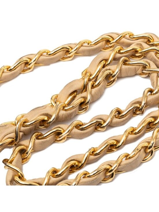 Chanel CC Logo Chain Belt Beige Gold Plated Leather main image 5